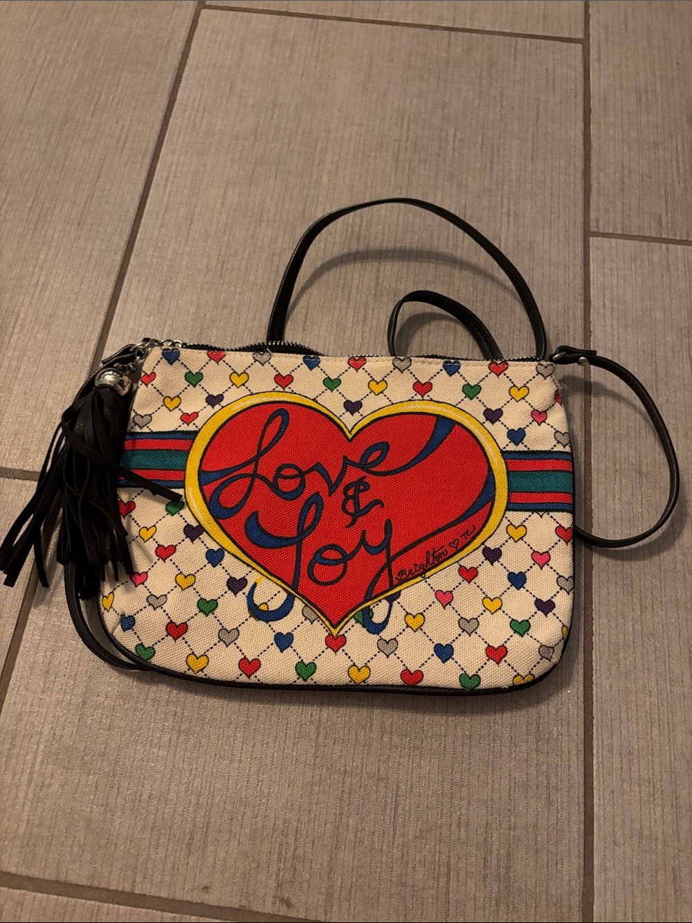 Brighton Canvas Pouch Crossbody Bag Love & Joy